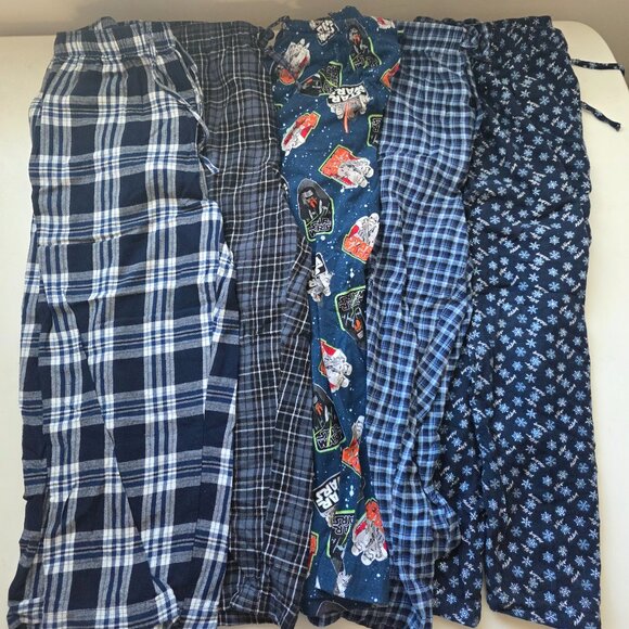 Men's Lot of Adjustable Pajama Pants 100% Cotton x5 Various Sizes (2M, 2L, 1XL) - Picture 1 of 4
